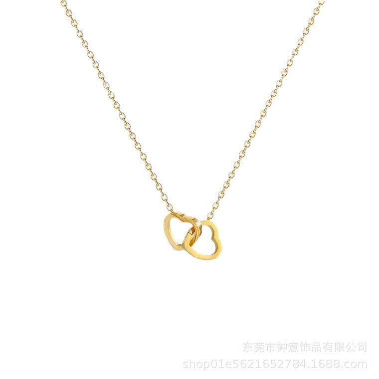 Wholesale Simple Titanium Steel Shell English Letters 18K Fashion Love Pendant Necklaces